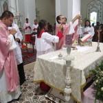 O Pe. Matias Soares celebrou a santa missa. (Foto: Augusto de Morais)