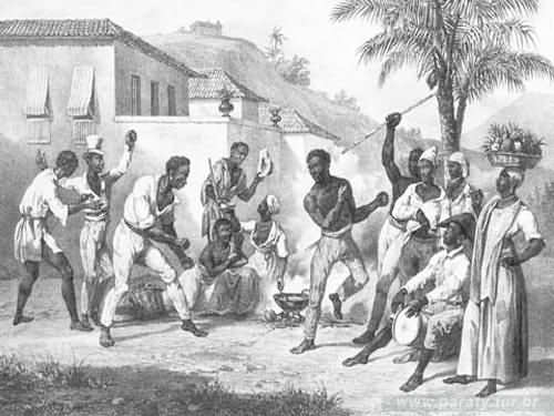Escravos jogando capoeira