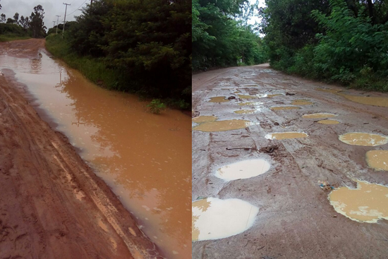 Estradas após chuvas em Nísia Floresta
